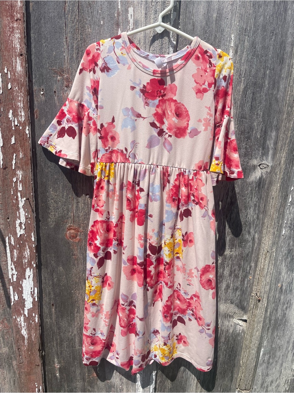 Abbi Grace Designs Girls' 5T Floral Pink Knit Dress
